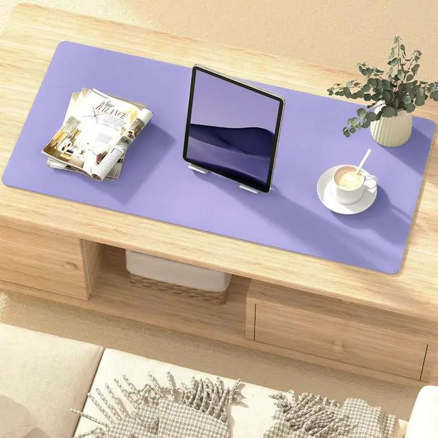Alt view image 3 of 7 - Leather Desk Pad Protector, Mouse Pad, Non-Slip Computer Mat for Desk, PU Leather Office Desk Mat for Home & Office, Waterproof Laptop Desk Blotter for Keyboard and Mouse, Taro Purple (13.7''X23.6'')