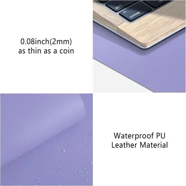 Alt view image 4 of 7 - Leather Desk Pad Protector, Mouse Pad, Non-Slip Computer Mat for Desk, PU Leather Office Desk Mat for Home & Office, Waterproof Laptop Desk Blotter for Keyboard and Mouse, Taro Purple (13.7''X23.6'')