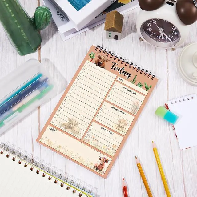 Alt view image 4 of 6 - Highland Cow Gifts To Do List Notepad, Daily Planner, 50 Sheets