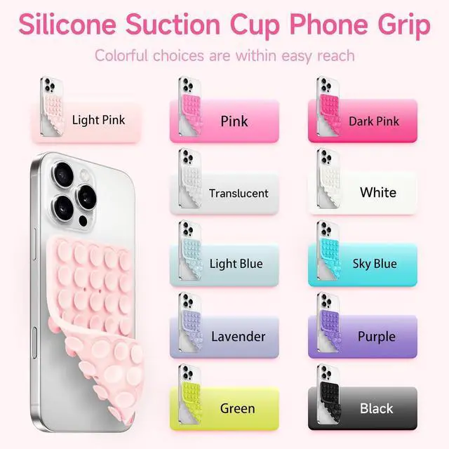 Alt view image 2 of 7 - Silicone Suction Cup Phone Case Mount Double Sided, Phone Accessories Hands-Free Strong Grip Holder for Selfies and Videos, Silicon Phone Stand for iPhone and Android White