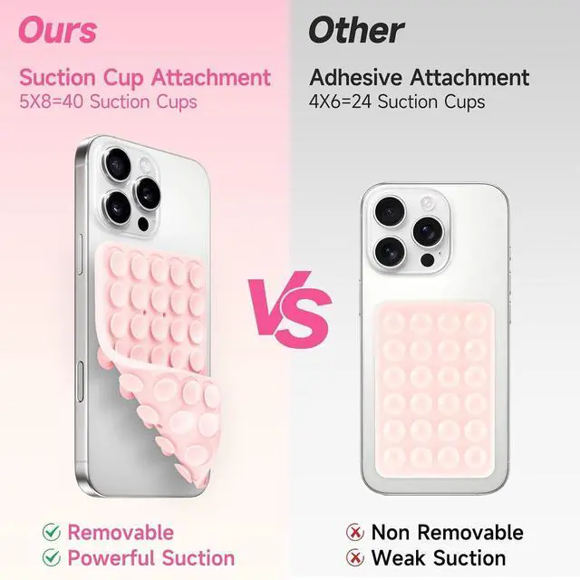 Alt view image 4 of 7 - Silicone Suction Cup Phone Case Mount Double Sided, Phone Accessories Hands-Free Strong Grip Holder for Selfies and Videos, Silicon Phone Stand for iPhone and Android White