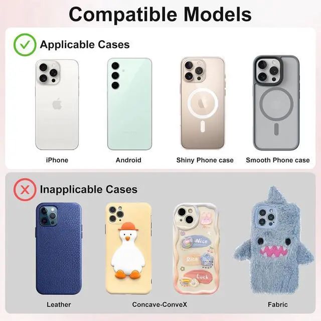 Alt view image 6 of 7 - Silicone Suction Cup Phone Case Mount Double Sided, Phone Accessories Hands-Free Strong Grip Holder for Selfies and Videos, Silicon Phone Stand for iPhone and Android White
