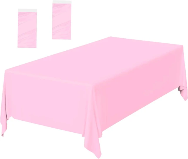 Main image of 2 Pack Light Pink Plastic Tablecloth Disposable Table Covers Pink Rectangle Tablecloths for Birthday Baby Shower Wedding Gender Reveal Party Rectangular Table Cloth Disposable