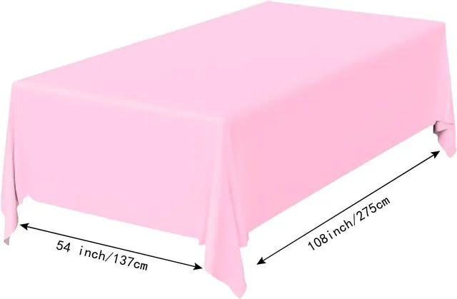 Alt view image 2 of 7 - 2 Pack Light Pink Plastic Tablecloth Disposable Table Covers Pink Rectangle Tablecloths for Birthday Baby Shower Wedding Gender Reveal Party Rectangular Table Cloth Disposable