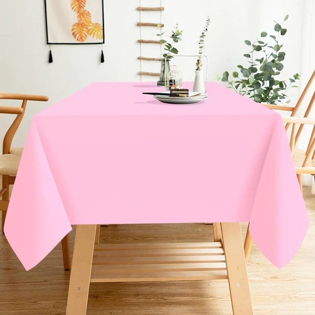 Alt view image 7 of 7 - 2 Pack Light Pink Plastic Tablecloth Disposable Table Covers Pink Rectangle Tablecloths for Birthday Baby Shower Wedding Gender Reveal Party Rectangular Table Cloth Disposable