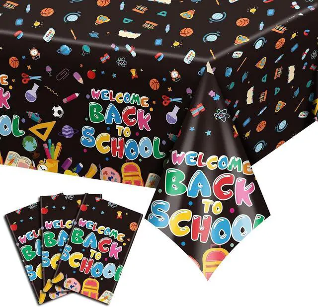 Main image of 3 PCS Back to School Tablecloth 108x54 inches, Waterproof Welcome Back to School Table Cover for First Day of School Decorations in Classroom or Outdoor for Kindergarten and Primary School Students