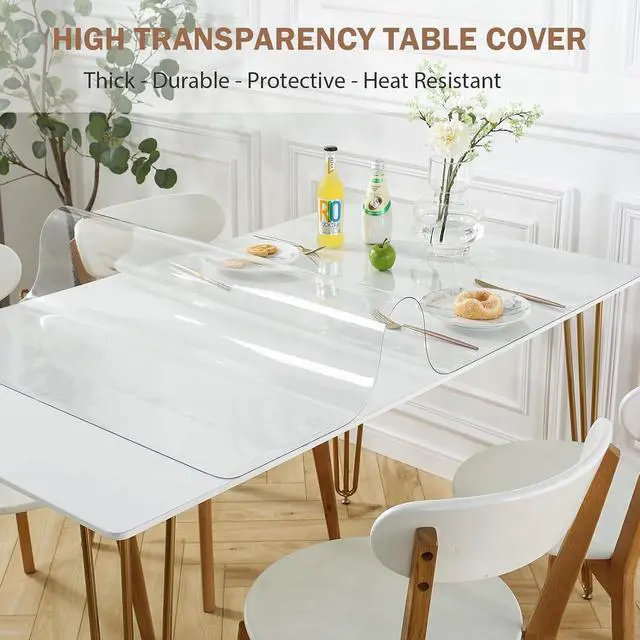 Alt view image 3 of 7 - Clear Desk Mat 14x24 in, 1.5mm Thick Plastic Table Cover Protector