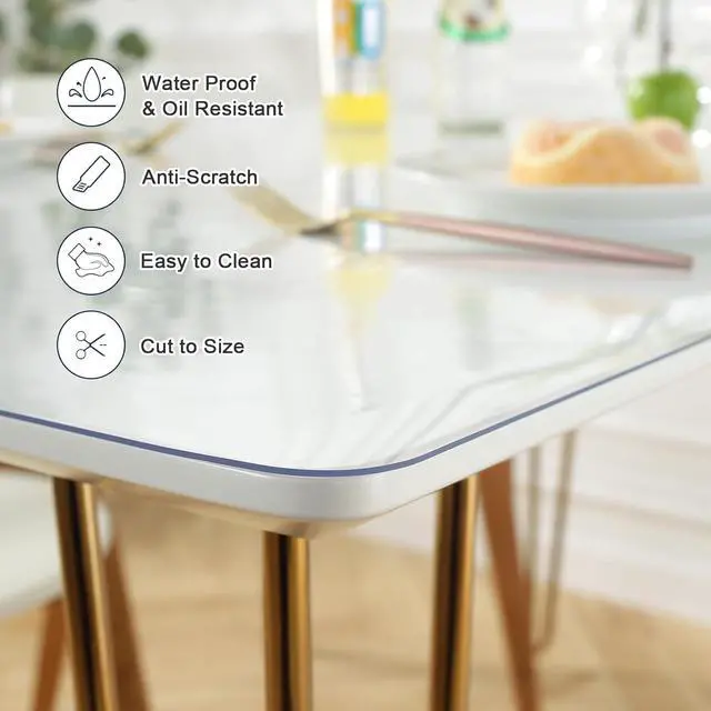 Alt view image 4 of 7 - Clear Desk Mat 14x24 in, 1.5mm Thick Plastic Table Cover Protector