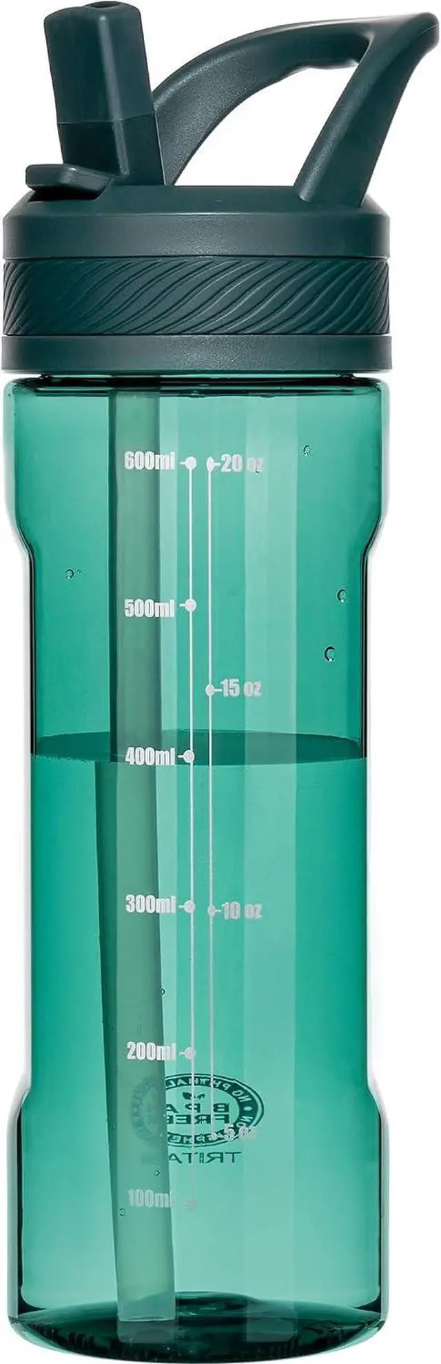Main image of 20oz Kids Water Bottle with Straw, BPA-Free Tritan Water Bottle for School, Leakproof Clear Water Bottle with One Click Open, Measurement Scale, Cup Holder Friendly for Boys Girls,Lagoon