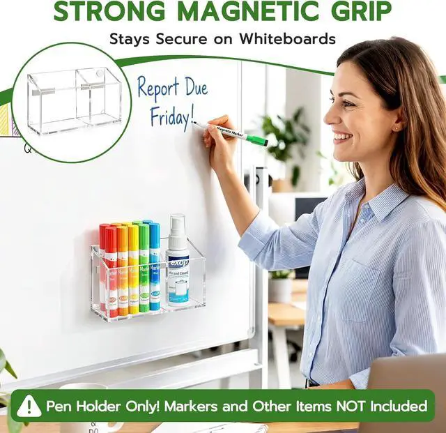 Alt view image 2 of 7 - Magnetic Pen Holder,Clear Magnetic Marker Cup for Fridge Whiteboard
