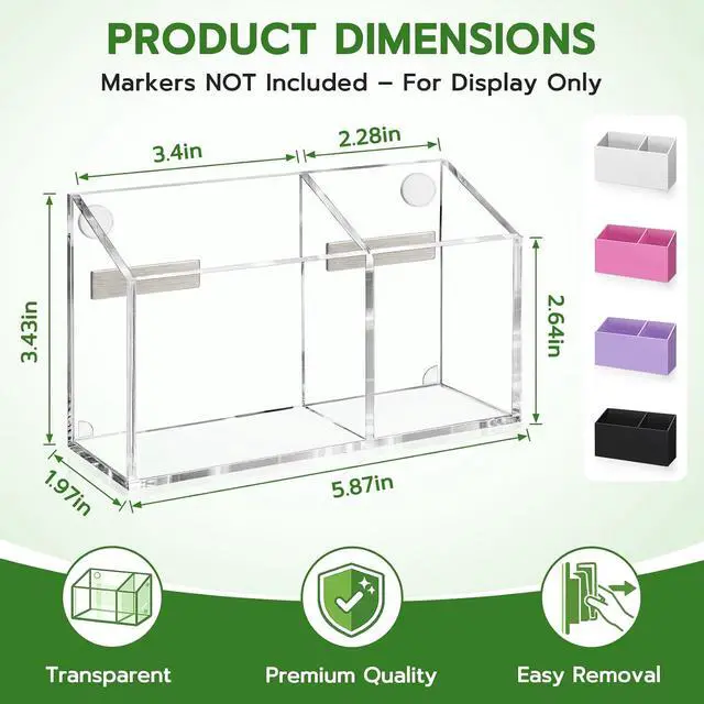 Alt view image 3 of 7 - Magnetic Pen Holder,Clear Magnetic Marker Cup for Fridge Whiteboard