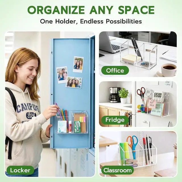 Alt view image 4 of 7 - Magnetic Pen Holder,Clear Magnetic Marker Cup for Fridge Whiteboard