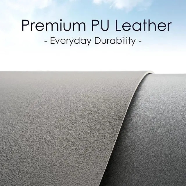 Alt view image 2 of 7 - Leather Desk Pad Protector, Waterproof Mouse Pad, PU Desk Mat, Office Desk Cover, Desk Writing Mat for Office/Home/Work/Cubicle (Gray/Silver) 23.6x13.7 in
