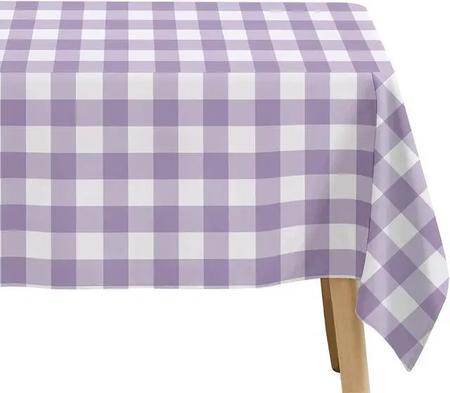 Alt view image 5 of 7 - Light Purple Gingham Party Tablecloth Decorations, 3 Pcs 55 x 86in