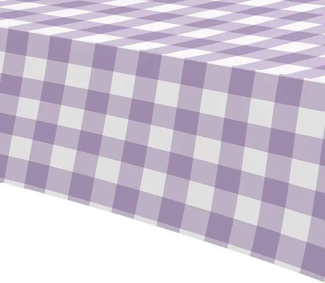 Alt view image 3 of 7 - Light Purple Gingham Party Tablecloth Decorations, 3 Pcs 55 x 86in