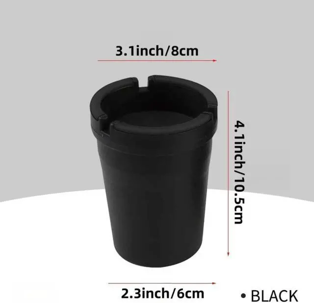 Alt view image 2 of 5 - Small Bucket Ashtray, Pack of 2 - Black Plastic, Ideal for Outdoor or Car Vehicle Use