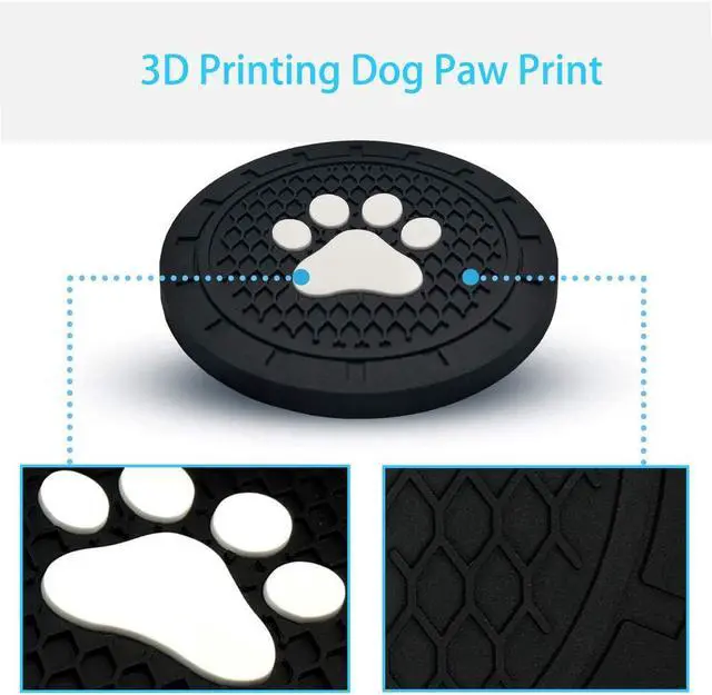 Alt view image 3 of 6 - Car Cup Holder Coasters-Car Interior Accessories 2.75 inch Silicone Anti Slip Cute Dog Paw Car Coaster -Universal (Pack of 2)