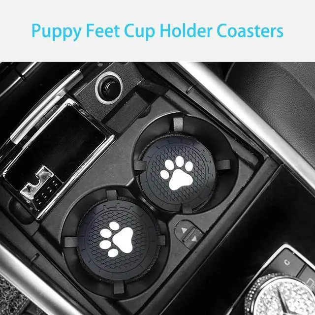 Alt view image 2 of 6 - Car Cup Holder Coasters-Car Interior Accessories 2.75 inch Silicone Anti Slip Cute Dog Paw Car Coaster -Universal (Pack of 2)