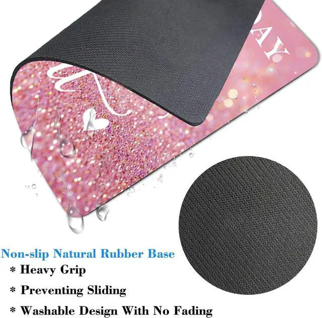 Alt view image 4 of 6 - Begin Each Day with A Grateful Heart Quote Mouse Pad, Pink Glitter Desk Mat