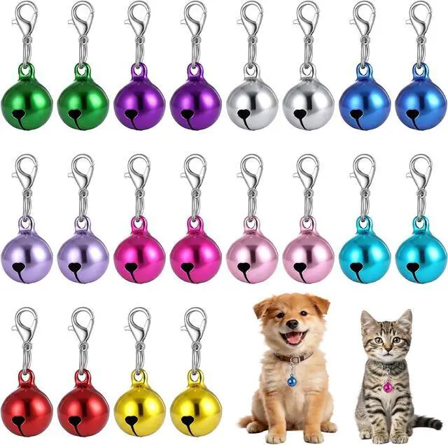 Main image of 20Pcs Pet Collar Bells for Dog Cat, 10 Colors Small Dog Puppy Pet Bells for Collars with Keychain Pet Pendant Accessories for Crafts, Pets Party Decorations