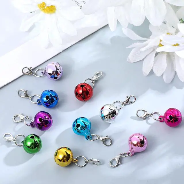 Alt view image 7 of 7 - 20Pcs Pet Collar Bells for Dog Cat, 10 Colors Small Dog Puppy Pet Bells for Collars with Keychain Pet Pendant Accessories for Crafts, Pets Party Decorations