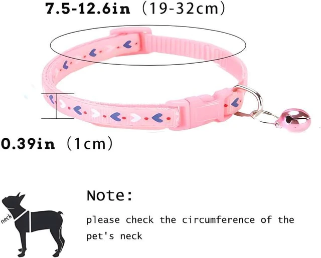 Alt view image 3 of 7 - Pink Puppy Collar with Bells, Soft Nylon Cat Collars XXS Dog Collar Girl Buckle Heart Adjustable 19-32cm for XXSmall Xs Small Litter Tiny Pet Dogs Animal