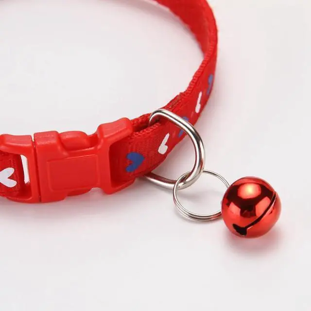 Alt view image 5 of 7 - Pink Puppy Collar with Bells, Soft Nylon Cat Collars XXS Dog Collar Girl Buckle Heart Adjustable 19-32cm for XXSmall Xs Small Litter Tiny Pet Dogs Animal