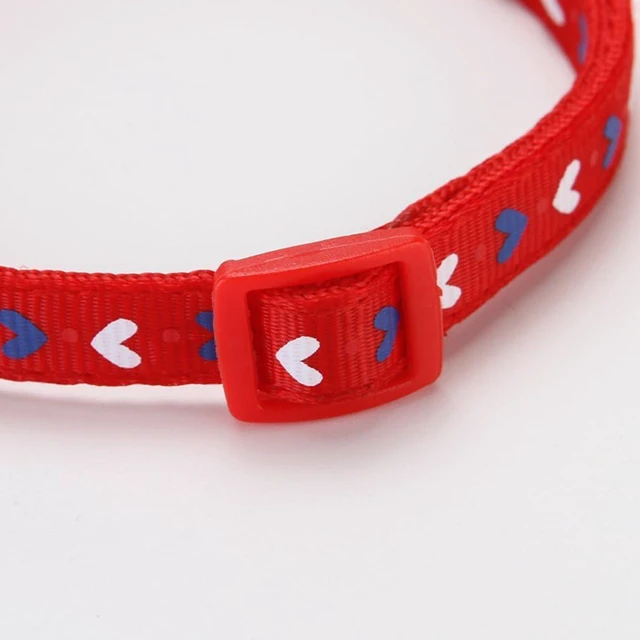 Alt view image 4 of 7 - Pink Puppy Collar with Bells, Soft Nylon Cat Collars XXS Dog Collar Girl Buckle Heart Adjustable 19-32cm for XXSmall Xs Small Litter Tiny Pet Dogs Animal