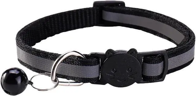 Alt view image 3 of 4 - 14 Pack Breakaway Cat Collar with Bell, Reflective Kitten Collar for Girl Boy Cats, Safety Buckle Adjustable 7.5-12.5 Inch, 0.4 Inch Width Lightweight, Pet Gifts (Black)