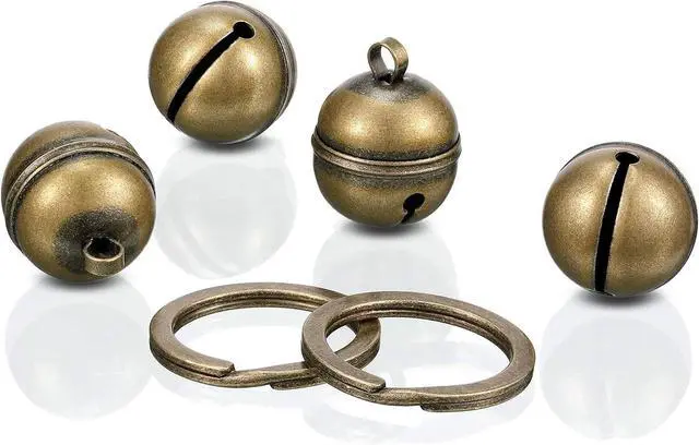 Alt view image 2 of 7 - Dog Bells for Pet Tracking, 4 Pcs Extra Loud Dog Cat Bells for Collar Brass Pet Accessories with Key Rings Pendant Accessories for Training