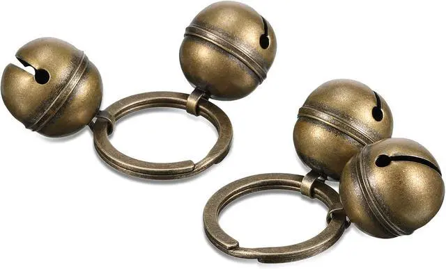 Alt view image 3 of 7 - Dog Bells for Pet Tracking, 4 Pcs Extra Loud Dog Cat Bells for Collar Brass Pet Accessories with Key Rings Pendant Accessories for Training