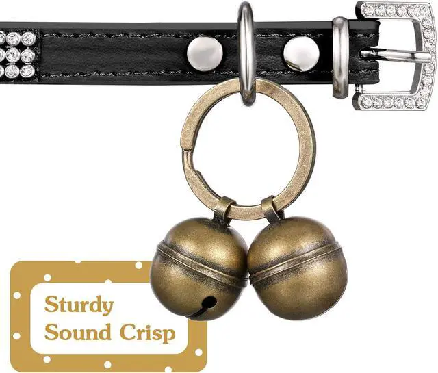 Alt view image 6 of 7 - Dog Bells for Pet Tracking, 4 Pcs Extra Loud Dog Cat Bells for Collar Brass Pet Accessories with Key Rings Pendant Accessories for Training