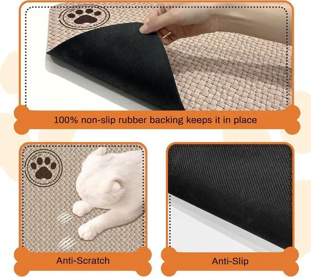 Alt view image 3 of 7 - Pet Feeding Mat for Floors Waterproof Dog Mat for Food and Water Absorbent Quick Dry Non Slip mat for Cat Bowls