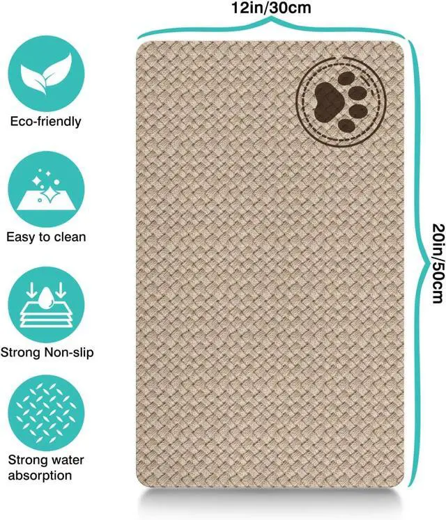 Alt view image 4 of 7 - Pet Feeding Mat for Floors Waterproof Dog Mat for Food and Water Absorbent Quick Dry Non Slip mat for Cat Bowls