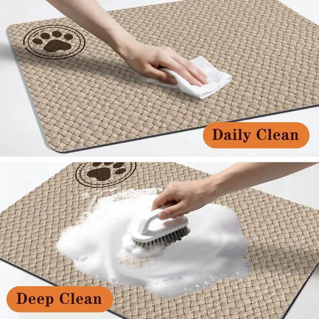 Alt view image 5 of 7 - Pet Feeding Mat for Floors Waterproof Dog Mat for Food and Water Absorbent Quick Dry Non Slip mat for Cat Bowls