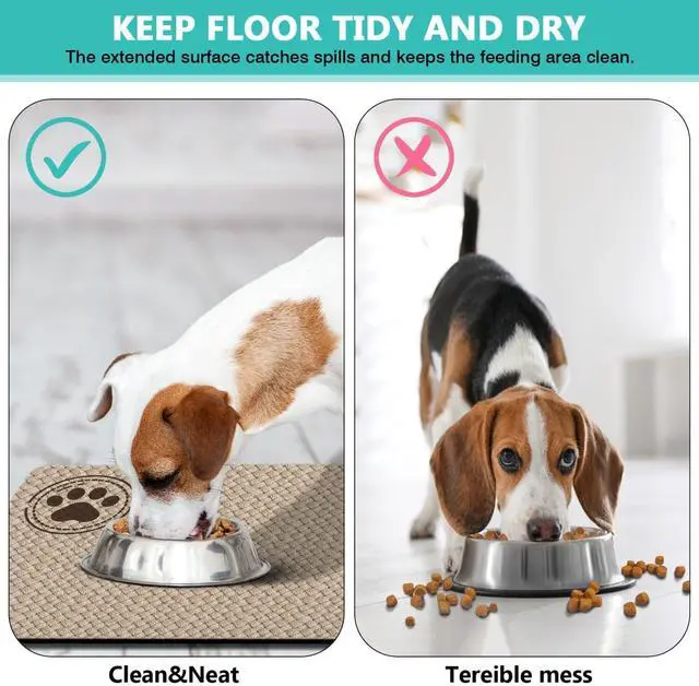Alt view image 6 of 7 - Pet Feeding Mat for Floors Waterproof Dog Mat for Food and Water Absorbent Quick Dry Non Slip mat for Cat Bowls