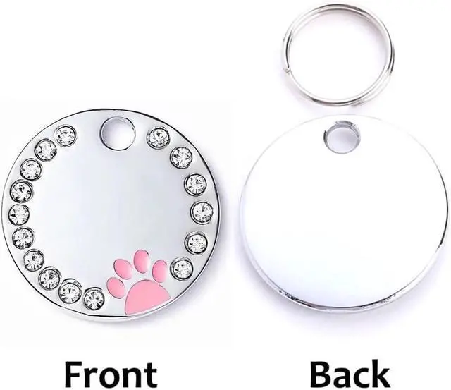 Alt view image 2 of 7 - Personalized Dog/Cat Cute Paw Pet ID Tag with Unique Laser Engraving Name and Phone Number for Pet Collar or Key Chain (Pink)