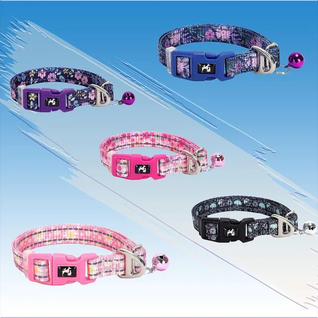 Alt view image 5 of 6 - Puppy Collar with Bell,Pink Reflective Dog Collar for Small Dogs(Daisy S) | dog collar with bell,Reflective, Reflective, Adjustable & Lightweight for XS & S Dogs,Comfortable & Safe for Everyday Use