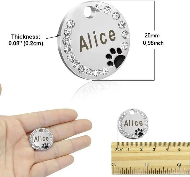 Alt view image 4 of 7 - Personalized Dog/Cat Cute Paw Pet ID Tag with Unique Laser Engraving Name and Phone Number for Pet Collar or Key Chain (Pink)