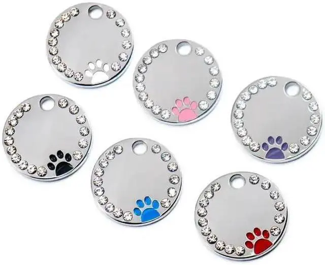 Alt view image 5 of 7 - Personalized Dog/Cat Cute Paw Pet ID Tag with Unique Laser Engraving Name and Phone Number for Pet Collar or Key Chain (Pink)