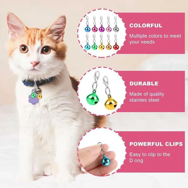 Alt view image 3 of 7 - 10 pcs Pet Bells for Dog Cat Collar, Metal Round Collar Charms Loud Crisp Sound with Clasps, Kitten Small Animal Pendant Accessories, Christmas Decoration Jingle Bell(Colourful)