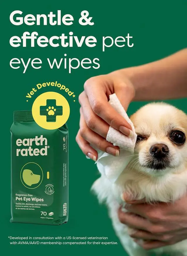 Alt view image 3 of 7 - Dog Eye Wipes, Unscented, Removes Dirt & Discharge, 70ct | Vet-Developed, Hypoallergenic Pet Wipes for Dogs & Cats to Remove Dirt & Discharge, Fragrance Free