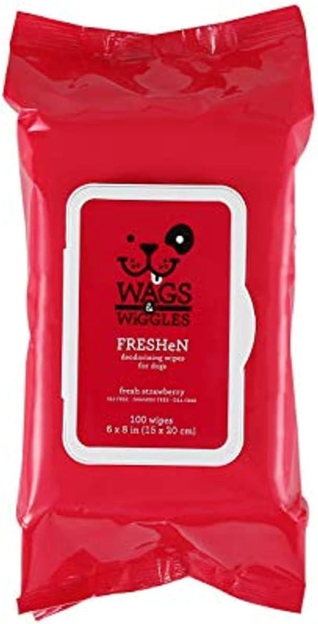 Main image of Multipurpose Dog Wipes, Fresh Strawberry Scent, 100 Count | Waterless cloths, no SLS parabens or DEA, fresh strawberry scent, paws face and body