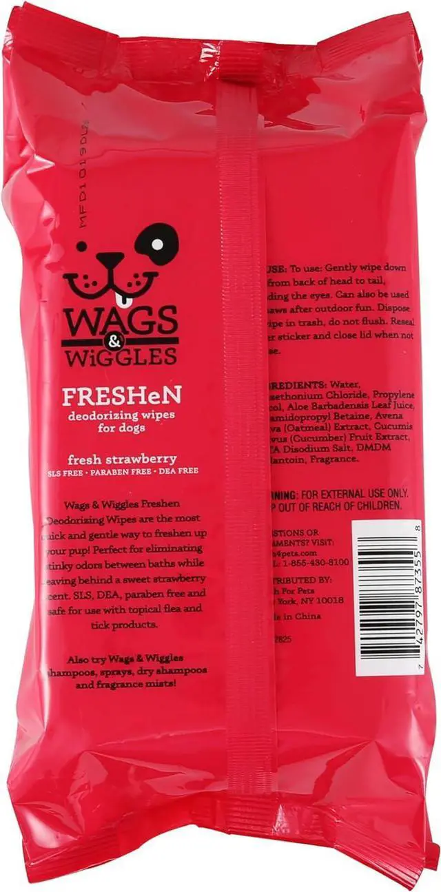 Alt view image 3 of 4 - Multipurpose Dog Wipes, Fresh Strawberry Scent, 100 Count | Waterless cloths, no SLS parabens or DEA, fresh strawberry scent, paws face and body
