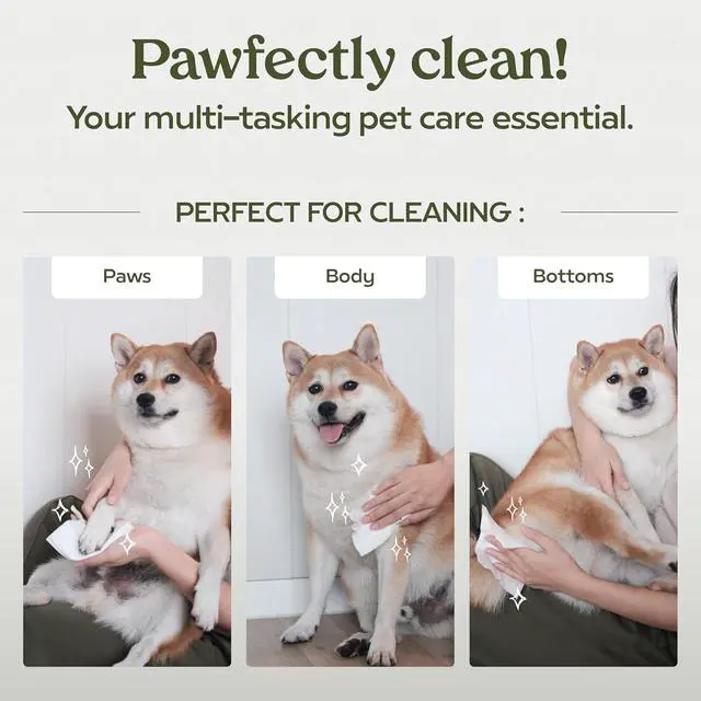 Alt view image 3 of 7 - Dog Wipes, Unscented Pet Wipes, 1 Pack | Hypoallergenic grooming wipes for eyes, face, butt & paws; Clean, deodorize and tackle tear stain wipes on puppies