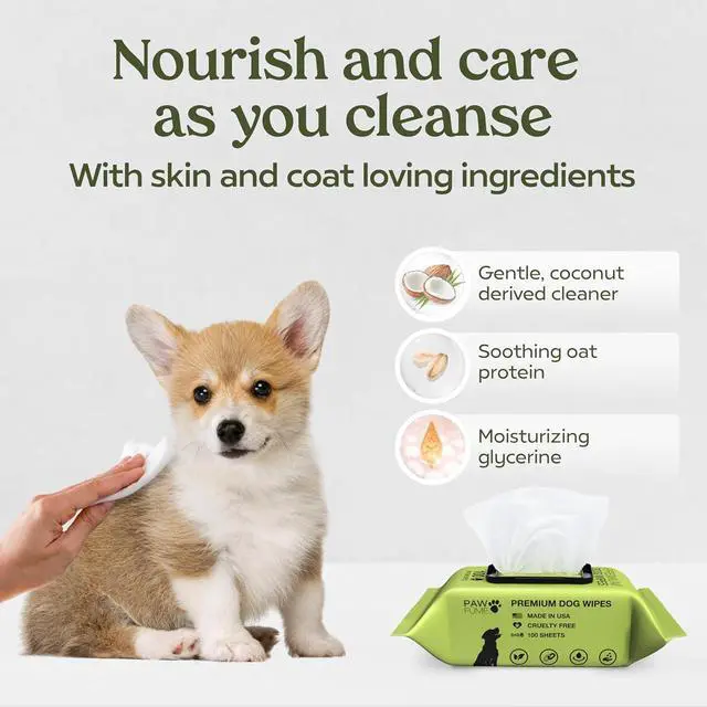 Alt view image 4 of 7 - Dog Wipes, Unscented Pet Wipes, 1 Pack | Hypoallergenic grooming wipes for eyes, face, butt & paws; Clean, deodorize and tackle tear stain wipes on puppies