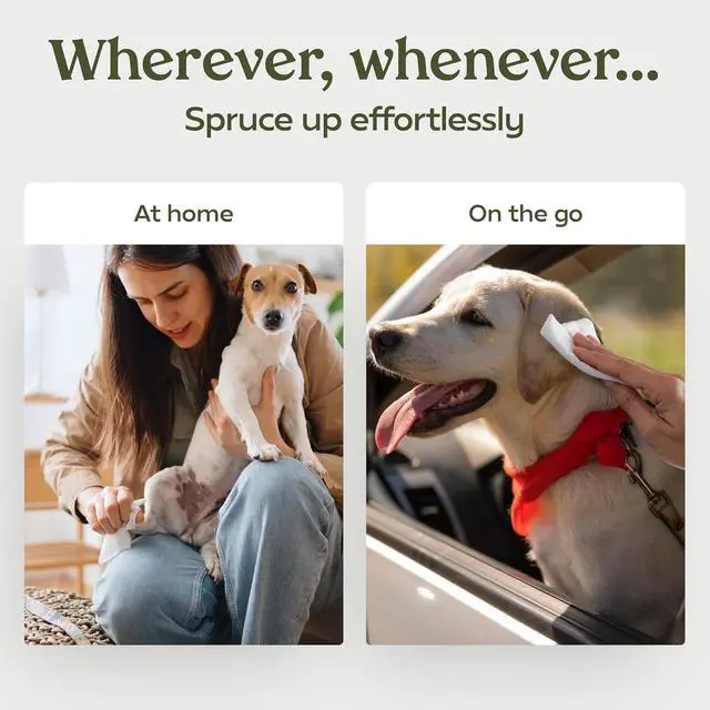 Alt view image 5 of 7 - Dog Wipes, Unscented Pet Wipes, 1 Pack | Hypoallergenic grooming wipes for eyes, face, butt & paws; Clean, deodorize and tackle tear stain wipes on puppies