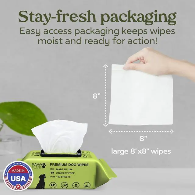 Alt view image 6 of 7 - Dog Wipes, Unscented Pet Wipes, 1 Pack | Hypoallergenic grooming wipes for eyes, face, butt & paws; Clean, deodorize and tackle tear stain wipes on puppies