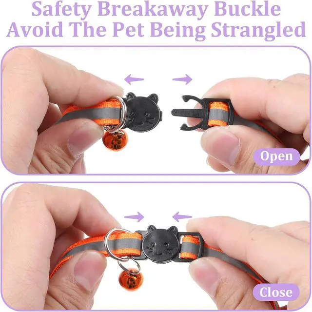 Alt view image 3 of 6 - 6 Pcs Kitten Collar with Bell, Reflective Cat Collar Breakaway Safety for Cats, Adjustable Nylon Pet Collar Mixed Colors 7.8-12.6 Inch