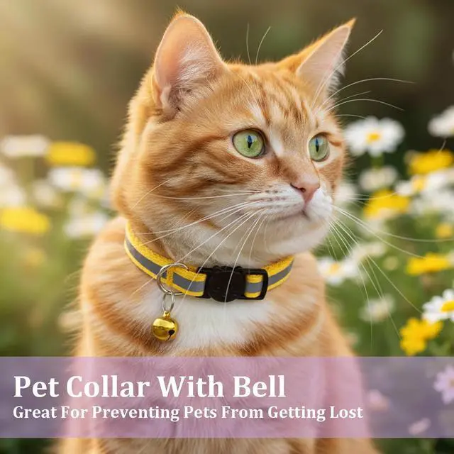 Alt view image 5 of 6 - 6 Pcs Kitten Collar with Bell, Reflective Cat Collar Breakaway Safety for Cats, Adjustable Nylon Pet Collar Mixed Colors 7.8-12.6 Inch